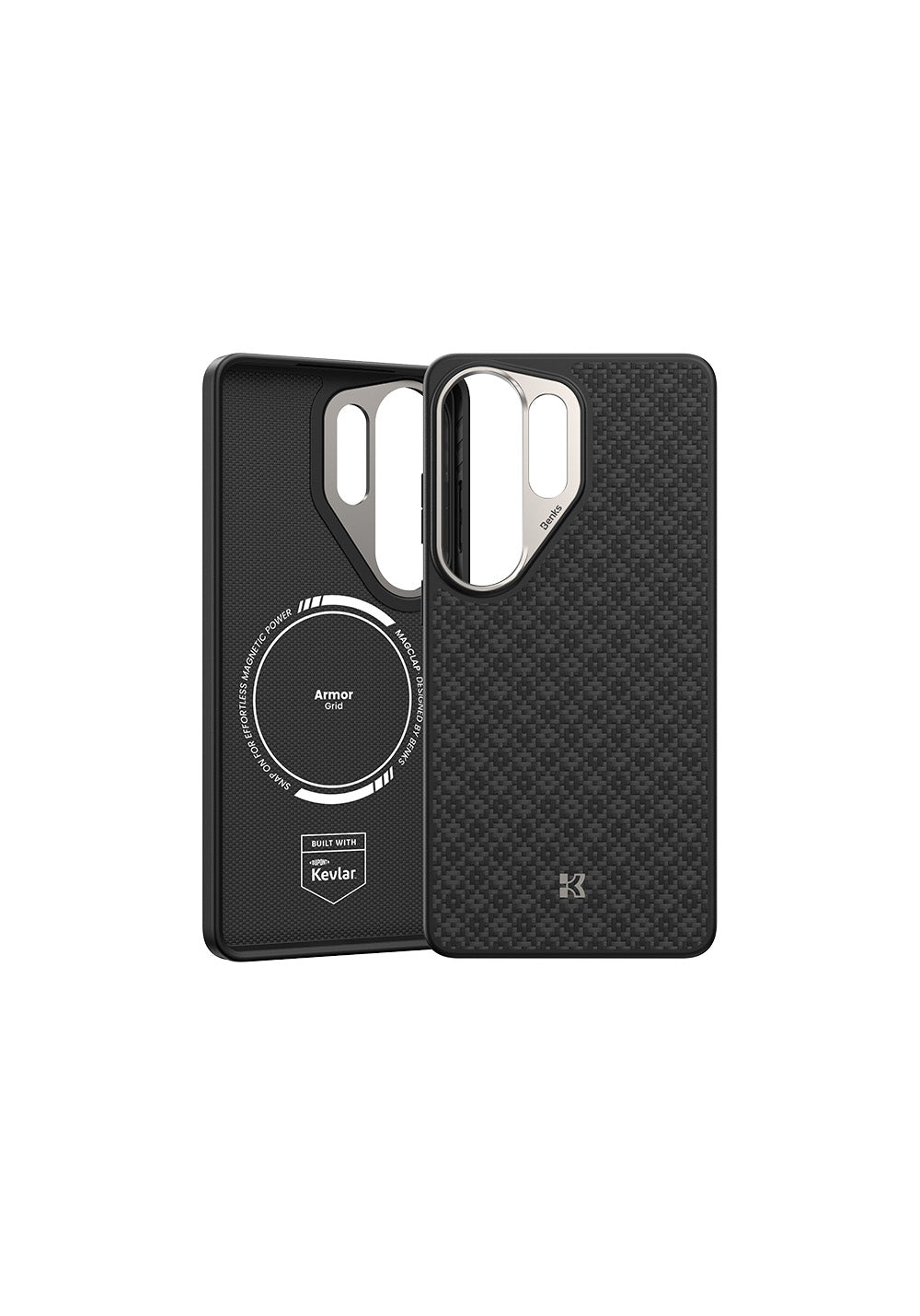 Galaxy S26 Ultra Kılıf M-Safe Şarj Özellikli Benks ArmorPro ArmorGrid Serisi Kevlar Karbon Kapak