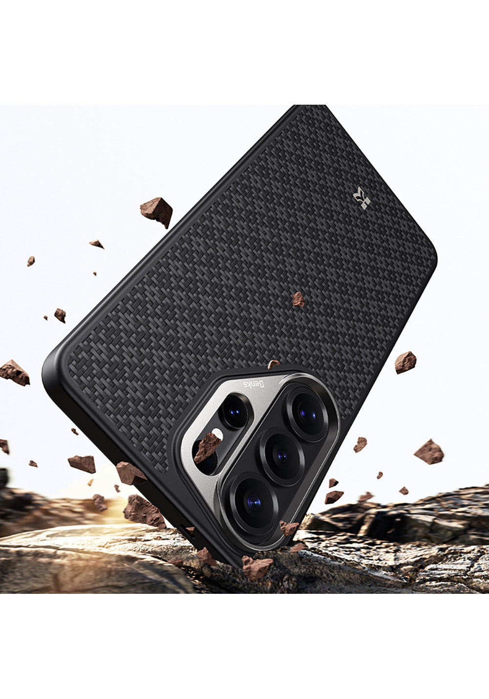 Galaxy S26 Ultra Kılıf M-Safe Şarj Özellikli Benks ArmorPro ArmorGrid Serisi Kevlar Karbon Kapak