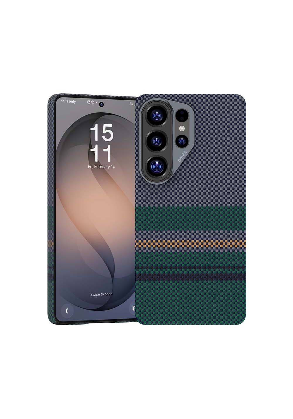 Galaxy S26 Ultra Kılıf Manyetik Şarj Uyumlu Karbon Fiber Tasarımlı Benks Aurora ArmorPro Kevlar Kapak