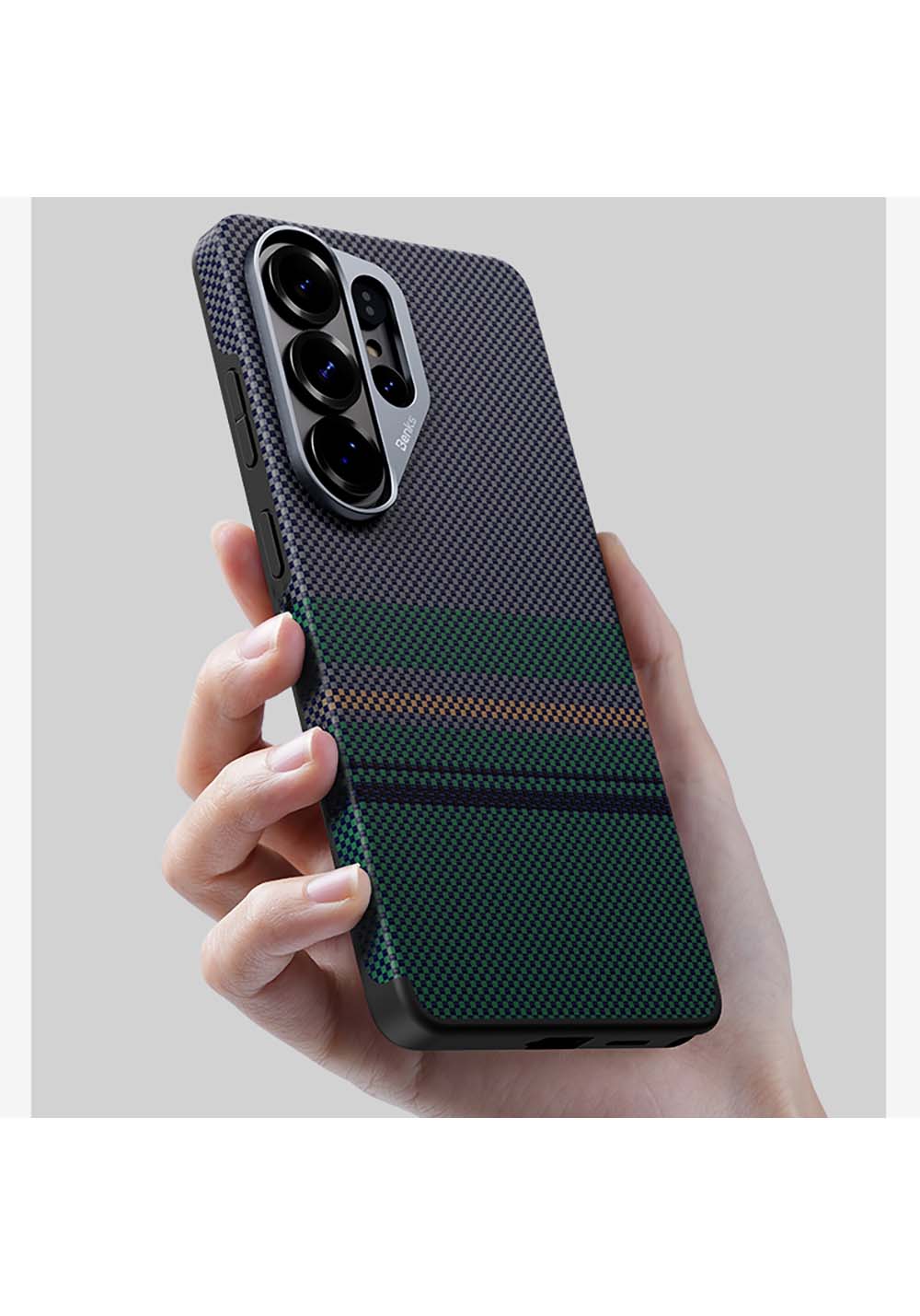 Galaxy S26 Ultra Kılıf Manyetik Şarj Uyumlu Karbon Fiber Tasarımlı Benks Aurora ArmorPro Kevlar Kapak