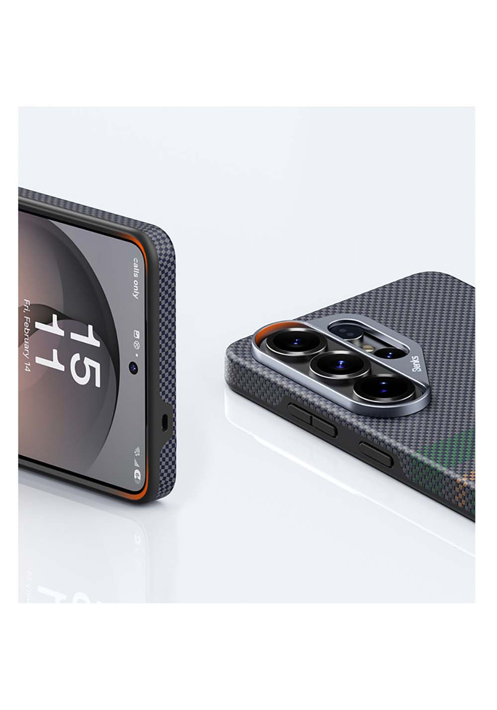 Galaxy S26 Ultra Kılıf Manyetik Şarj Uyumlu Karbon Fiber Tasarımlı Benks Aurora ArmorPro Kevlar Kapak