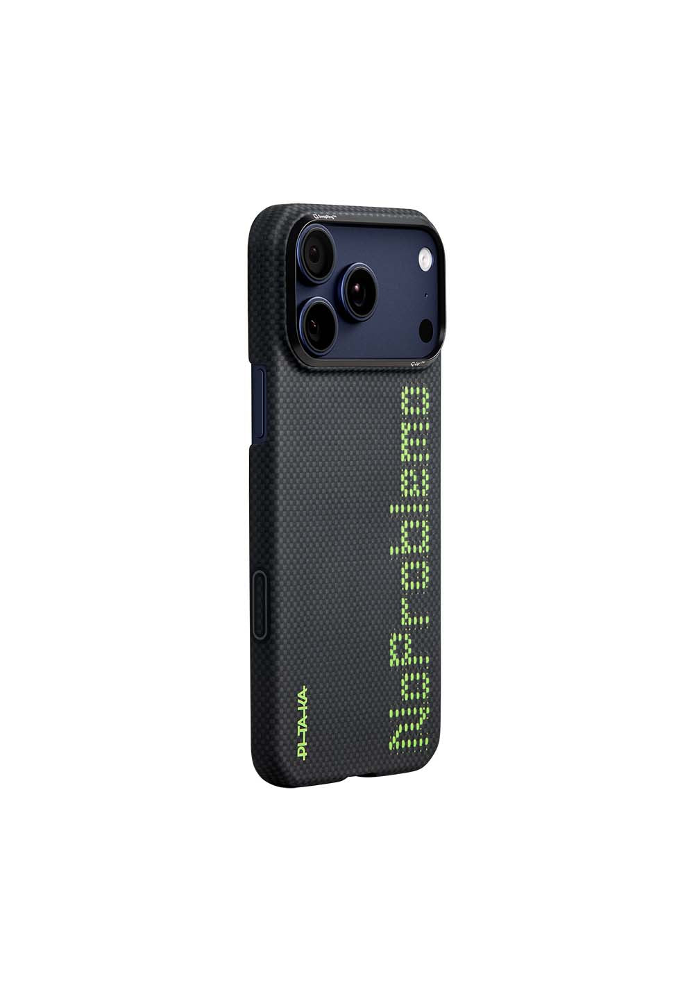 Apple iPhone 17 Pro Max Kılıf Manyetik Şarj Uyumlu Lumintex Teknolojili Fosforlu Aramid Karbon Fiber Pitaka Tactile Woven Aries Serisi Kapak
