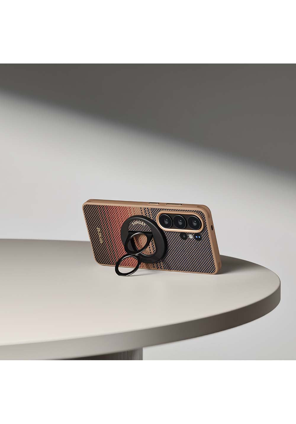 Galaxy S26 Ultra Kılıf Manyetik Şarj Uyumlu Pitaka Tactile Woven Sunset-Moonrise Aramid Cairn Serisi Karbon Kapak