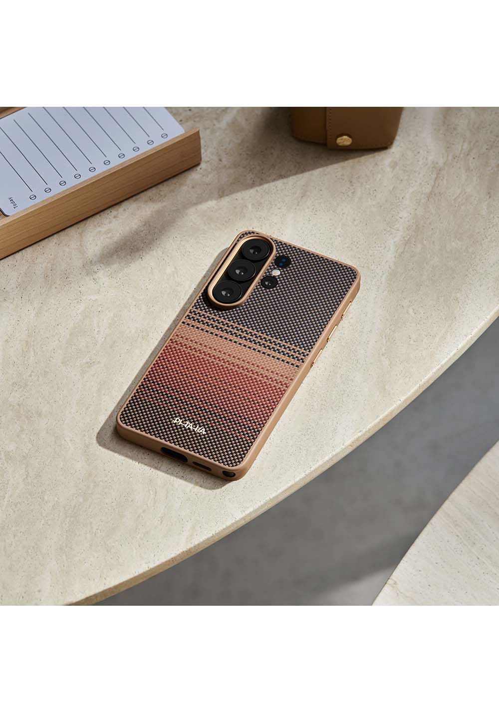Galaxy S26 Ultra Kılıf Manyetik Şarj Uyumlu Pitaka Tactile Woven Sunset-Moonrise Aramid Cairn Serisi Karbon Kapak
