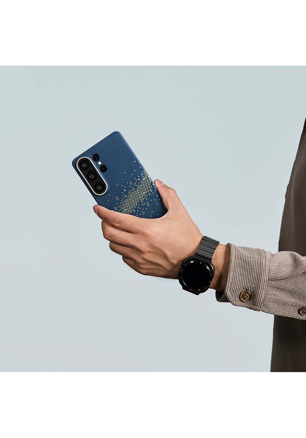 Galaxy S26 Ultra Kılıf Manyetik Şarj Uyumlu Aramid Karbon Fiber Pitaka Tactile Woven Starpeak Edge Serisi Milky Way Galaxy Kapak