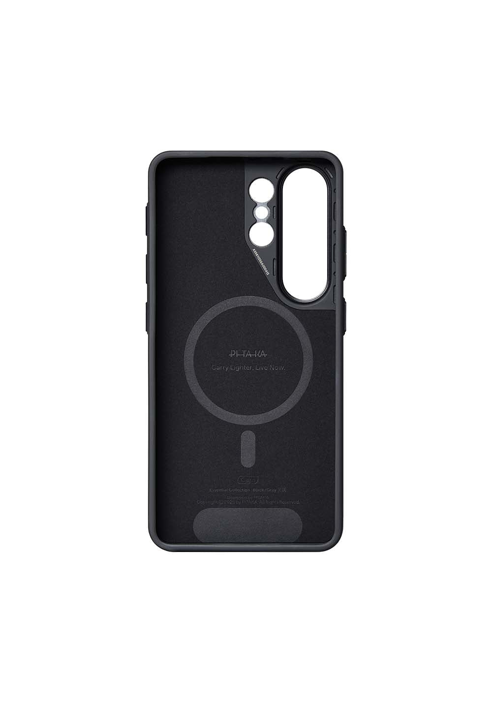 Galaxy S26 Ultra Kılıf Manyetik Şarj Uyumlu 600D Aramid Karbon Fiber Pitaka Cairn Serisi Black-Grey Twill Kapak