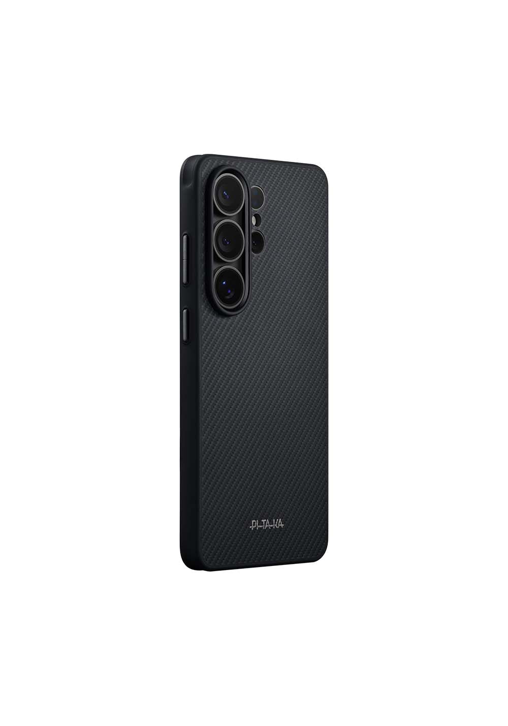 Galaxy S26 Ultra Kılıf Manyetik Şarj Uyumlu 600D Aramid Karbon Fiber Pitaka Cairn Serisi Black-Grey Twill Kapak