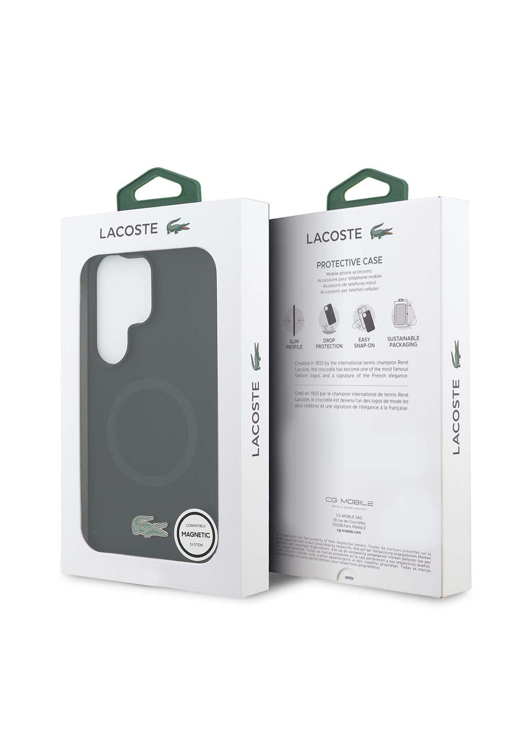 Galaxy S26 Ultra Kılıf Lacoste Orijinal Lisanslı Manyetik Şarj Uyumlu İkonik Logolu Metal Kamera Çerçeveli Silikon Kapak