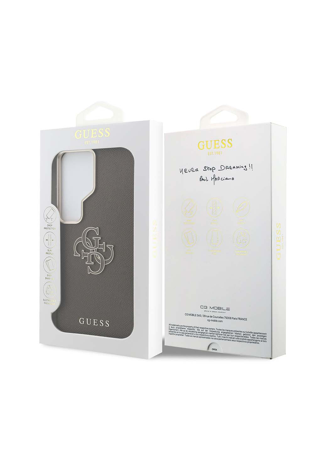 Galaxy S26 Ultra Kılıf Guess Orijinal Lisanslı Grained Yazı ve 4G Büyük Metal Logolu Kapak