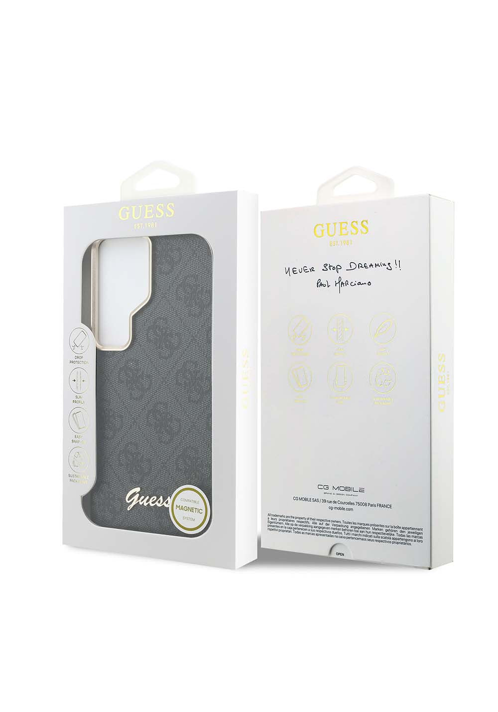 Galaxy S26 Ultra Kılıf Guess Orijinal Lisanslı Manyetik Şarj Uyumlu Script Yazı Logolu 4G Desenli Kapak
