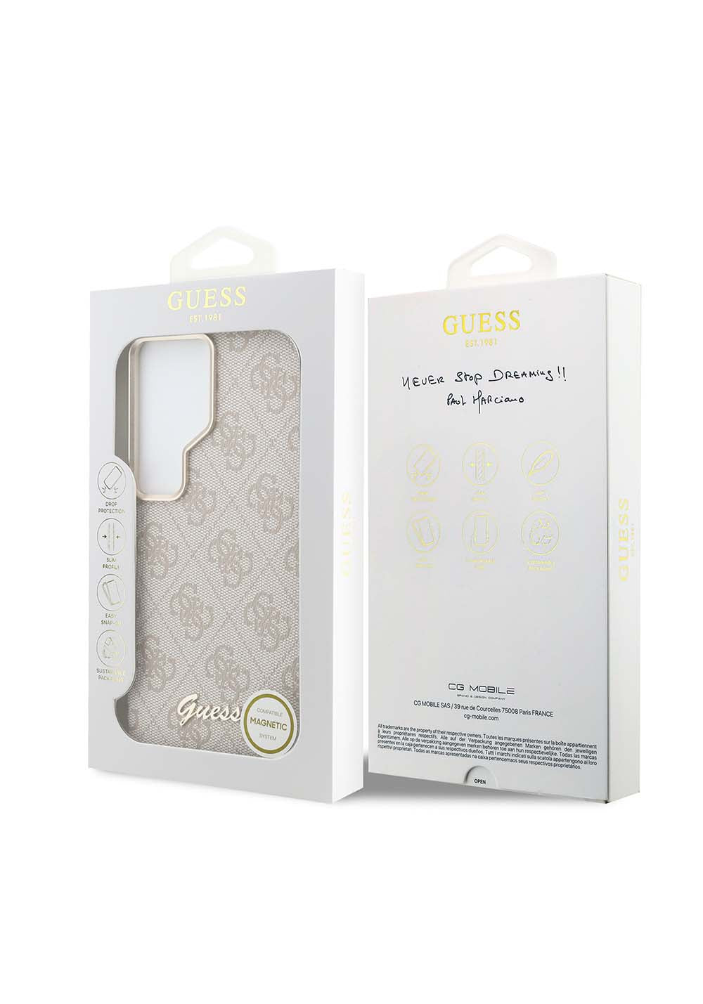Galaxy S26 Ultra Kılıf Guess Orijinal Lisanslı Manyetik Şarj Uyumlu Script Yazı Logolu 4G Desenli Kapak