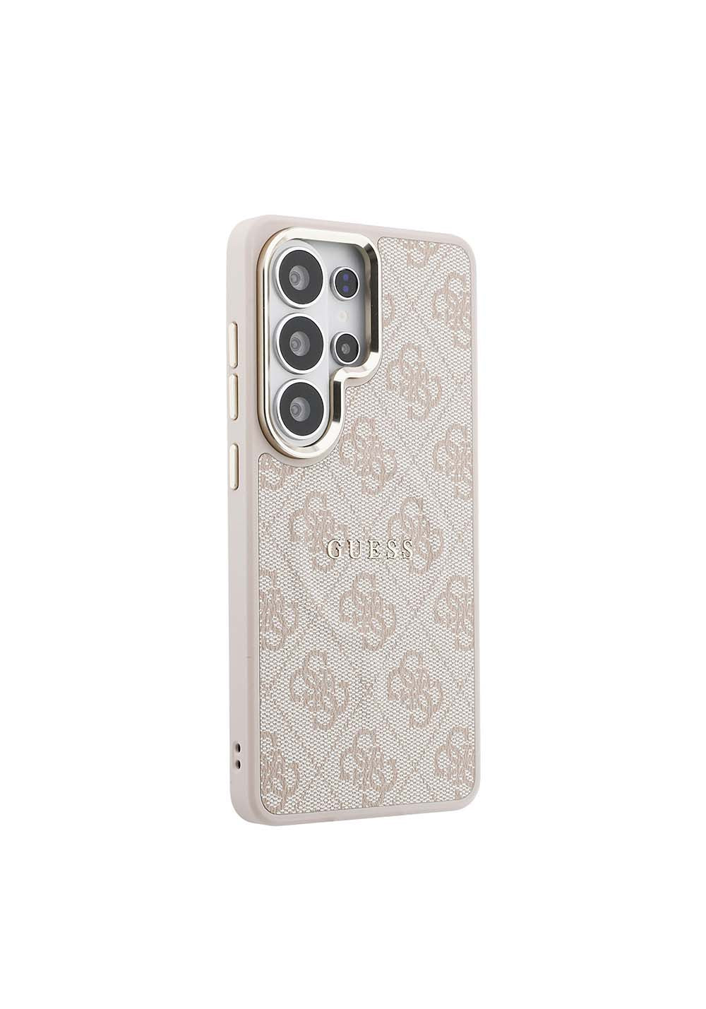 Galaxy S26 Ultra Kılıf Guess Orijinal Lisanslı Manyetik Şarj Uyumlu Metal Kamera Çerçeveli PU Deri 4G Desenli Yazı Logolu Kapak