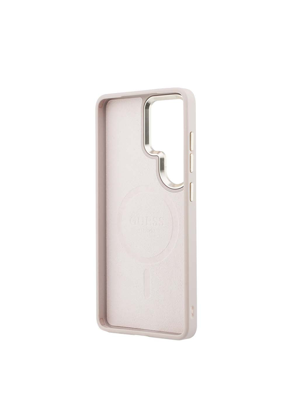 Galaxy S26 Ultra Kılıf Guess Orijinal Lisanslı Manyetik Şarj Uyumlu Metal Kamera Çerçeveli PU Deri 4G Desenli Yazı Logolu Kapak