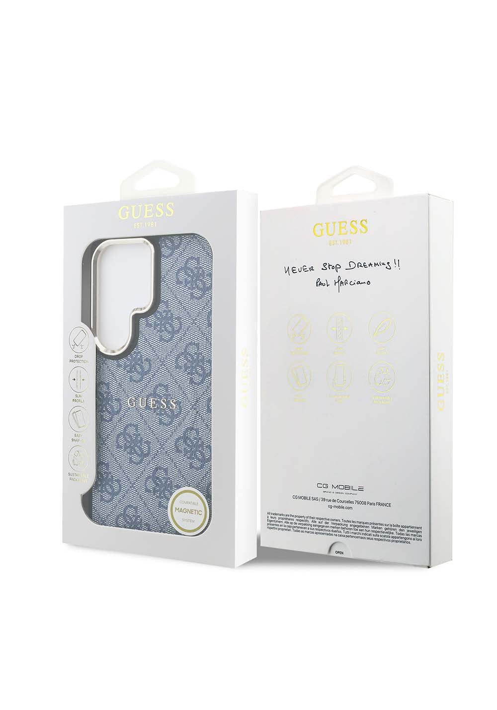 Galaxy S26 Ultra Kılıf Guess Orijinal Lisanslı Manyetik Şarj Uyumlu Metal Kamera Çerçeveli PU Deri 4G Desenli Yazı Logolu Kapak