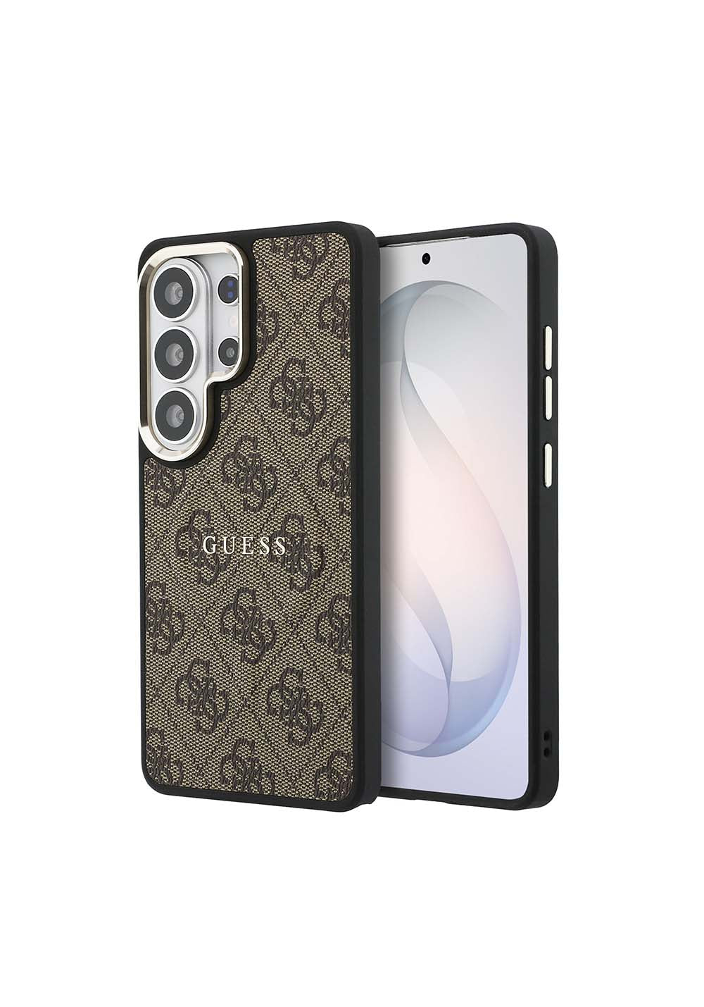 Galaxy S26 Ultra Kılıf Guess Orijinal Lisanslı Manyetik Şarj Uyumlu Metal Kamera Çerçeveli PU Deri 4G Desenli Yazı Logolu Kapak
