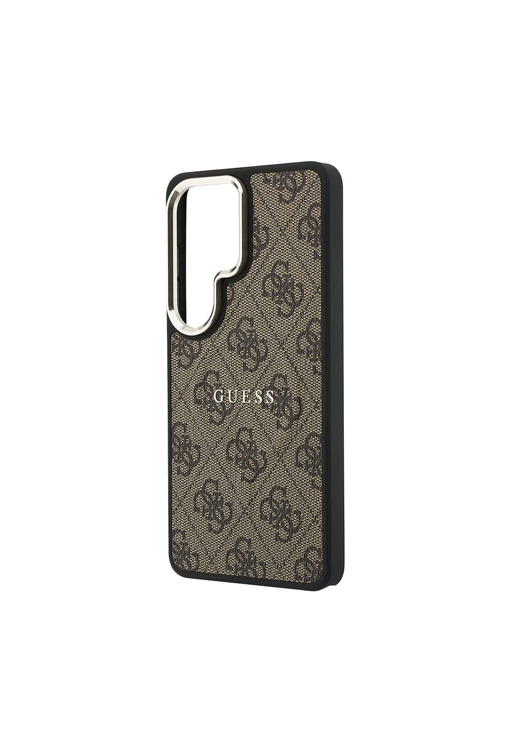 Galaxy S26 Ultra Kılıf Guess Orijinal Lisanslı Manyetik Şarj Uyumlu Metal Kamera Çerçeveli PU Deri 4G Desenli Yazı Logolu Kapak