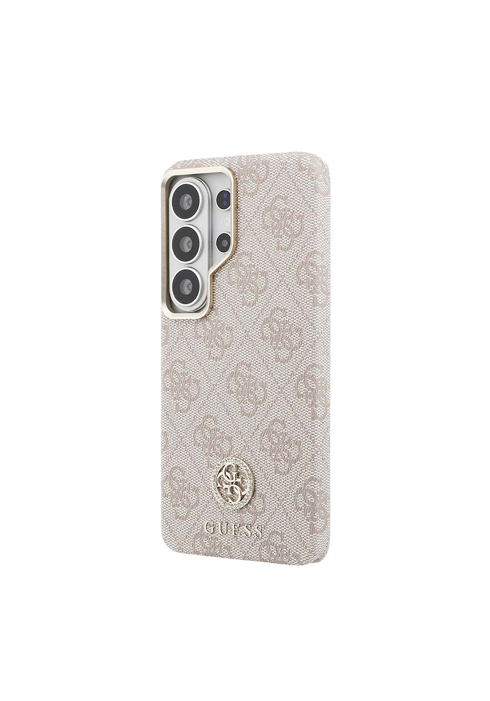 Galaxy S26 Ultra Kılıf Guess Orijinal Lisanslı Manyetik Şarj Uyumlu Gold Metal Kamera Çerçeveli Taşlı 4G Logolu Kapak