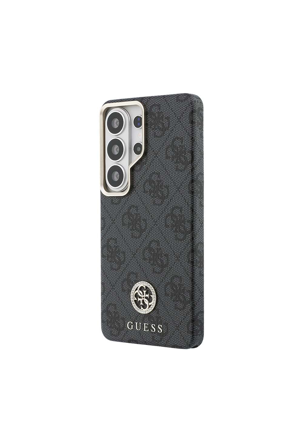 Galaxy S26 Ultra Kılıf Guess Orijinal Lisanslı Manyetik Şarj Uyumlu Gold Metal Kamera Çerçeveli Taşlı 4G Logolu Kapak
