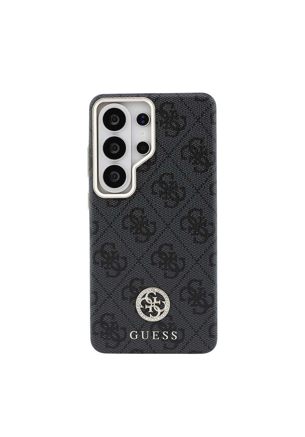 Galaxy S26 Ultra Kılıf Guess Orijinal Lisanslı Manyetik Şarj Uyumlu Gold Metal Kamera Çerçeveli Taşlı 4G Logolu Kapak