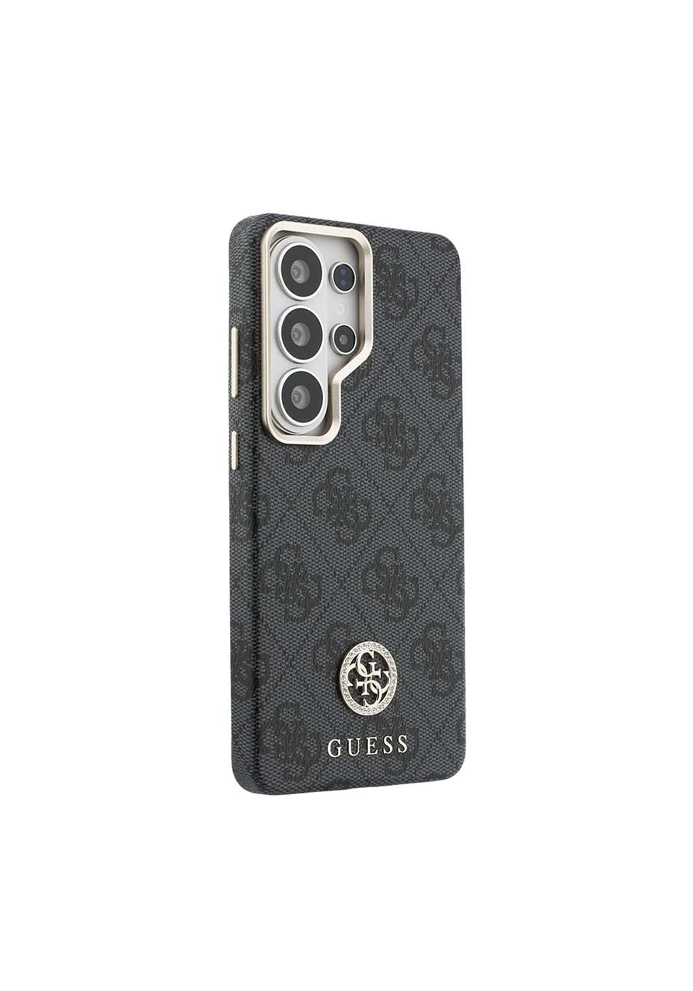 Galaxy S26 Ultra Kılıf Guess Orijinal Lisanslı Manyetik Şarj Uyumlu Gold Metal Kamera Çerçeveli Taşlı 4G Logolu Kapak