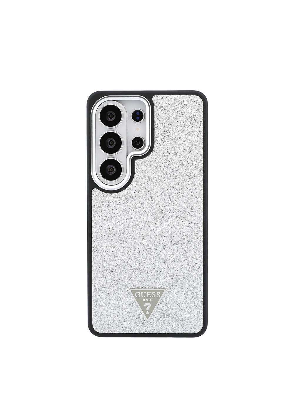 Galaxy S26 Ultra Kılıf Guess Orijinal Lisanslı Manyetik Şarj Uyumlu Metal Kamera Çerçeveli Üçgen Logolu Glitter Kapak