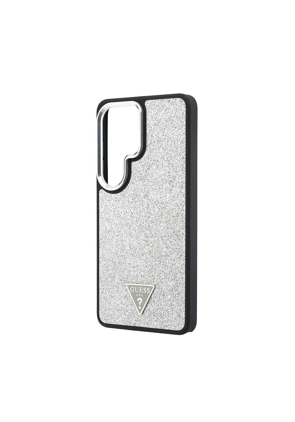Galaxy S26 Ultra Kılıf Guess Orijinal Lisanslı Manyetik Şarj Uyumlu Metal Kamera Çerçeveli Üçgen Logolu Glitter Kapak