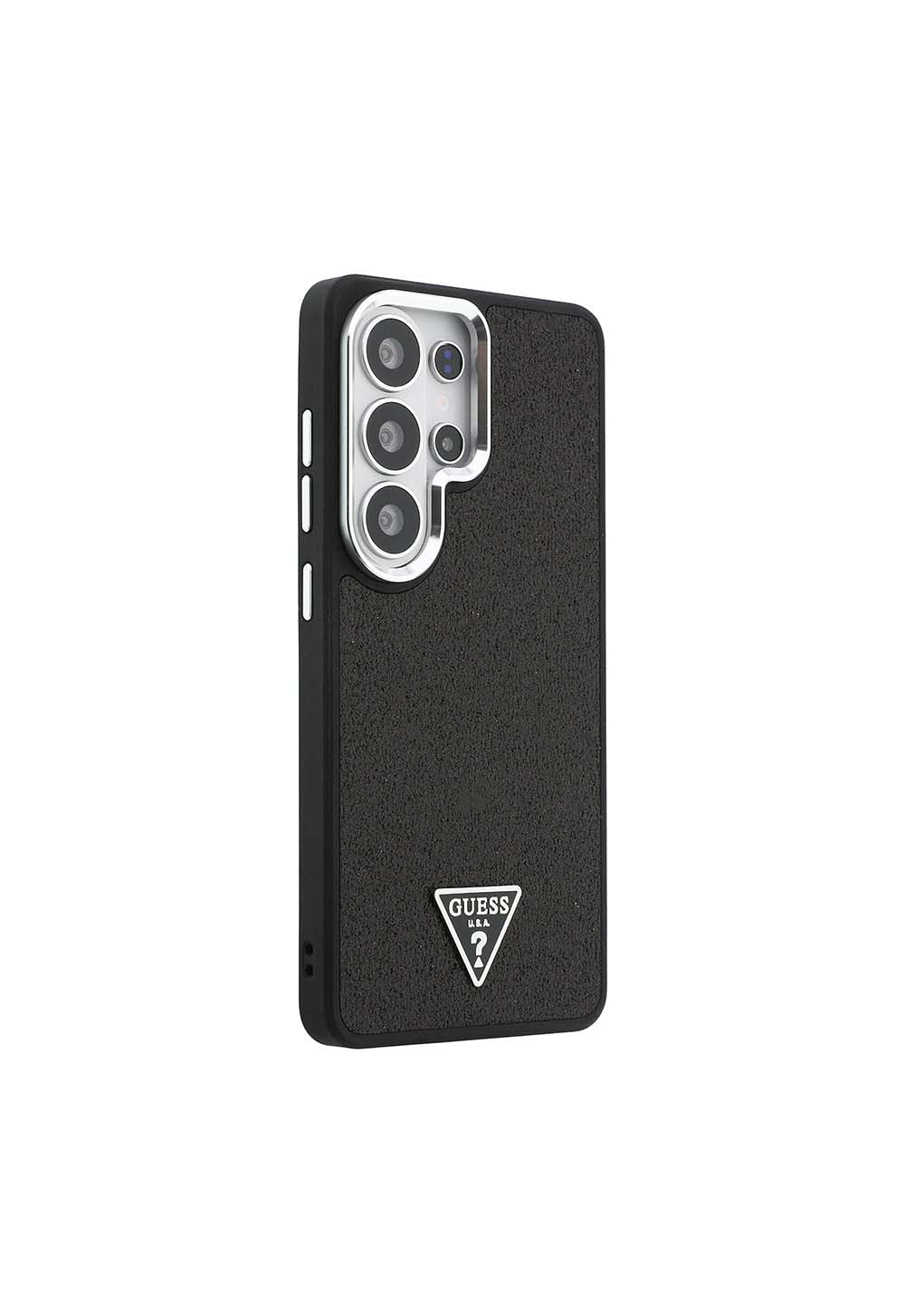Galaxy S26 Ultra Kılıf Guess Orijinal Lisanslı Manyetik Şarj Uyumlu Metal Kamera Çerçeveli Üçgen Logolu Glitter Kapak