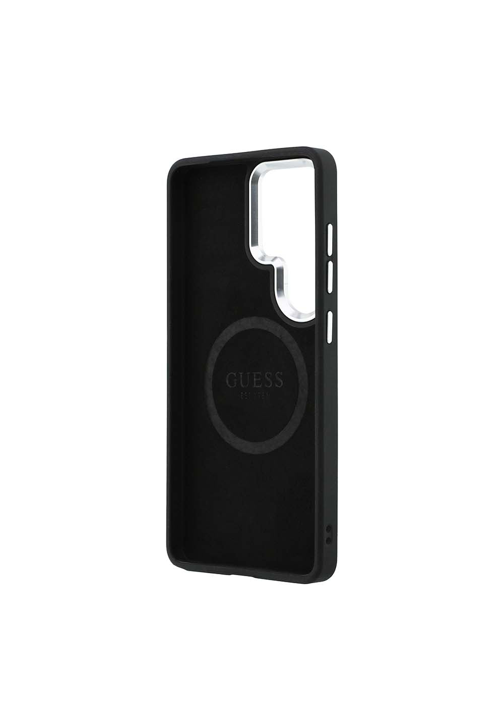 Galaxy S26 Ultra Kılıf Guess Orijinal Lisanslı Manyetik Şarj Uyumlu Metal Kamera Çerçeveli Üçgen Logolu Glitter Kapak
