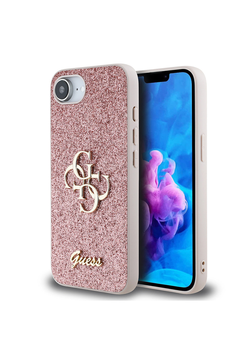 Apple iPhone 17E Kılıf Guess Orijinal Lisanslı 4G Büyük Metal Logolu Glitter Kapak