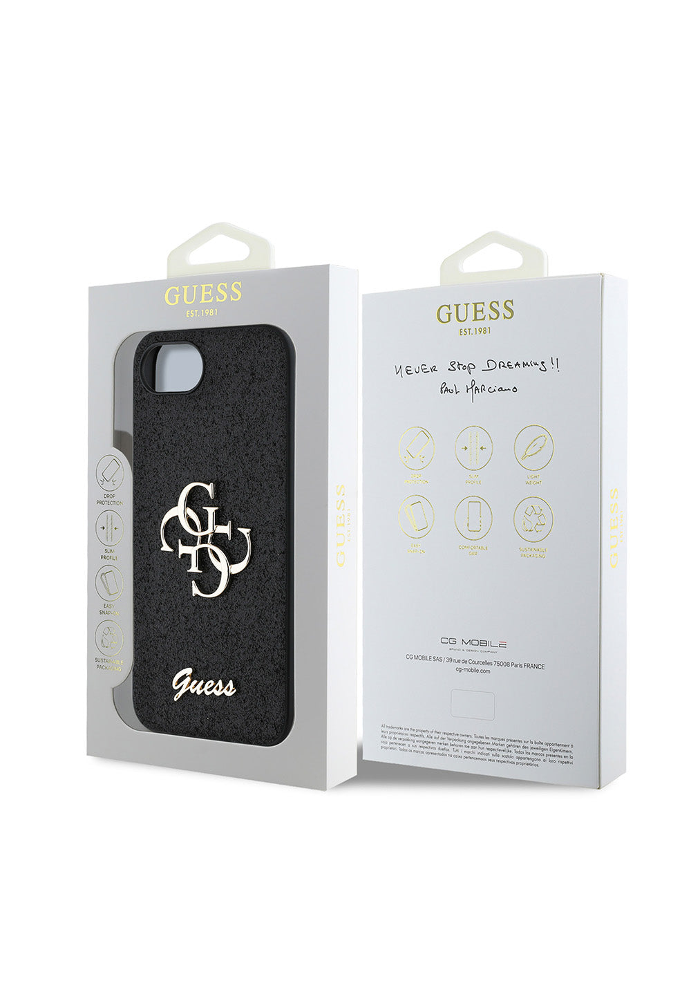 Apple iPhone 17E Kılıf Guess Orijinal Lisanslı 4G Büyük Metal Logolu Glitter Kapak