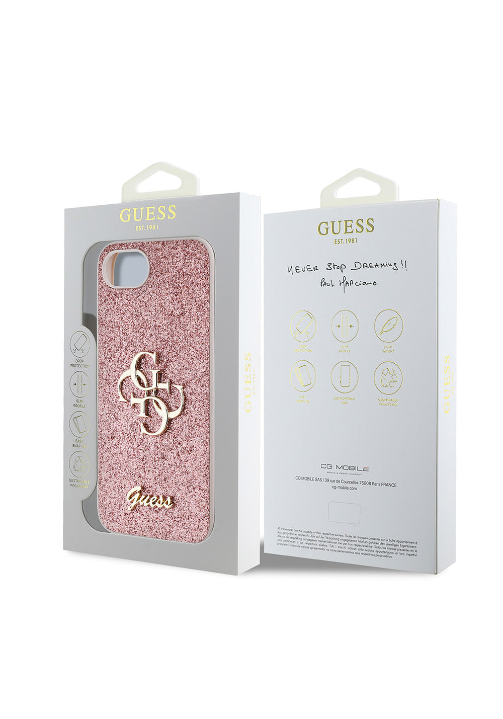 Apple iPhone 17E Kılıf Guess Orijinal Lisanslı 4G Büyük Metal Logolu Glitter Kapak