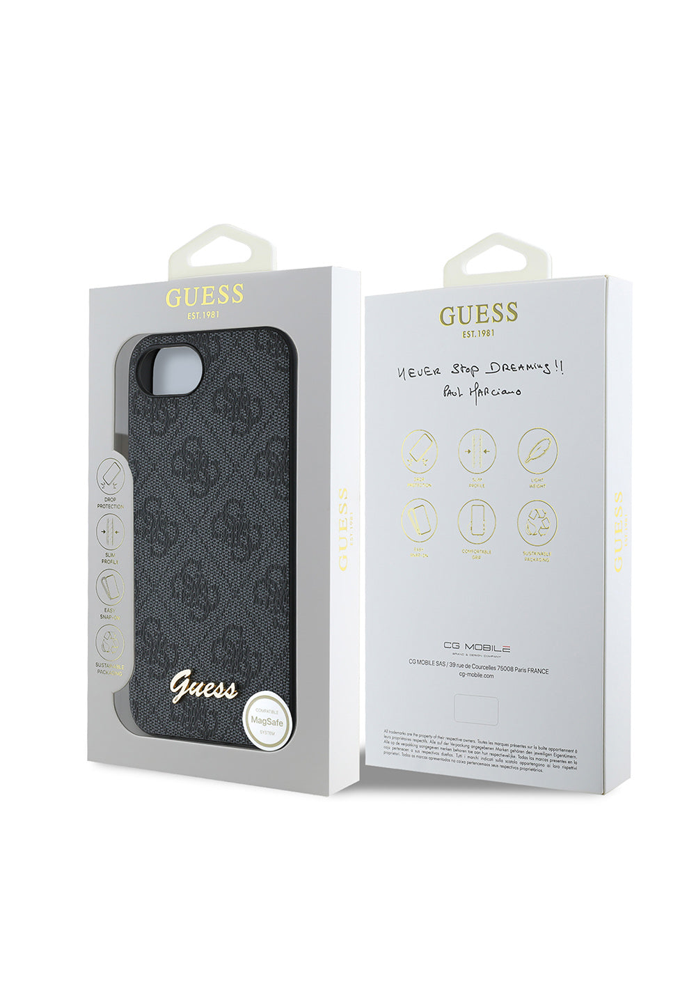 Apple iPhone 17E Kılıf Guess Orijinal Lisanslı 4G Desenli Script Metal Logolu Kapak