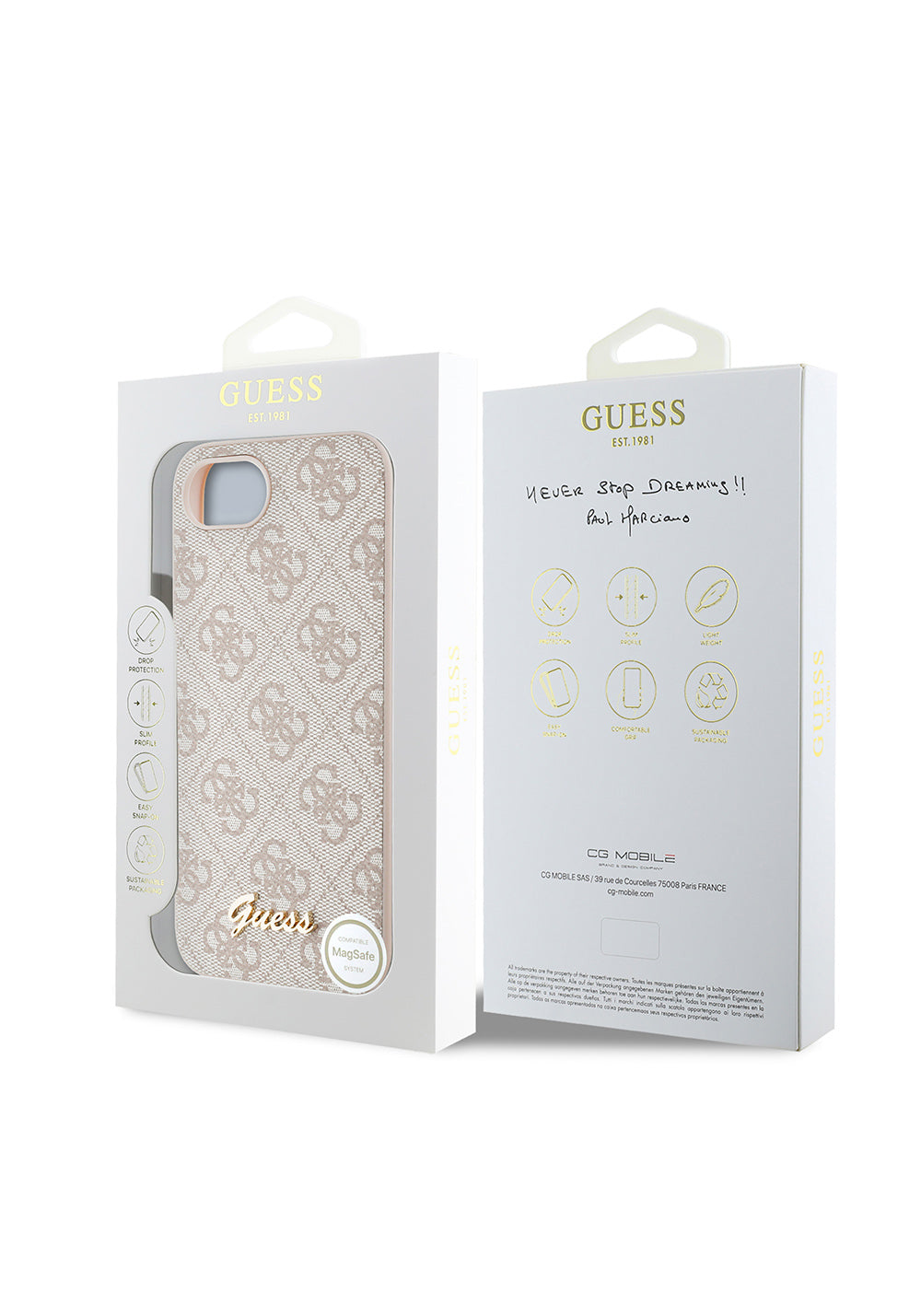 Apple iPhone 17E Kılıf Guess Orijinal Lisanslı 4G Desenli Script Metal Logolu Kapak