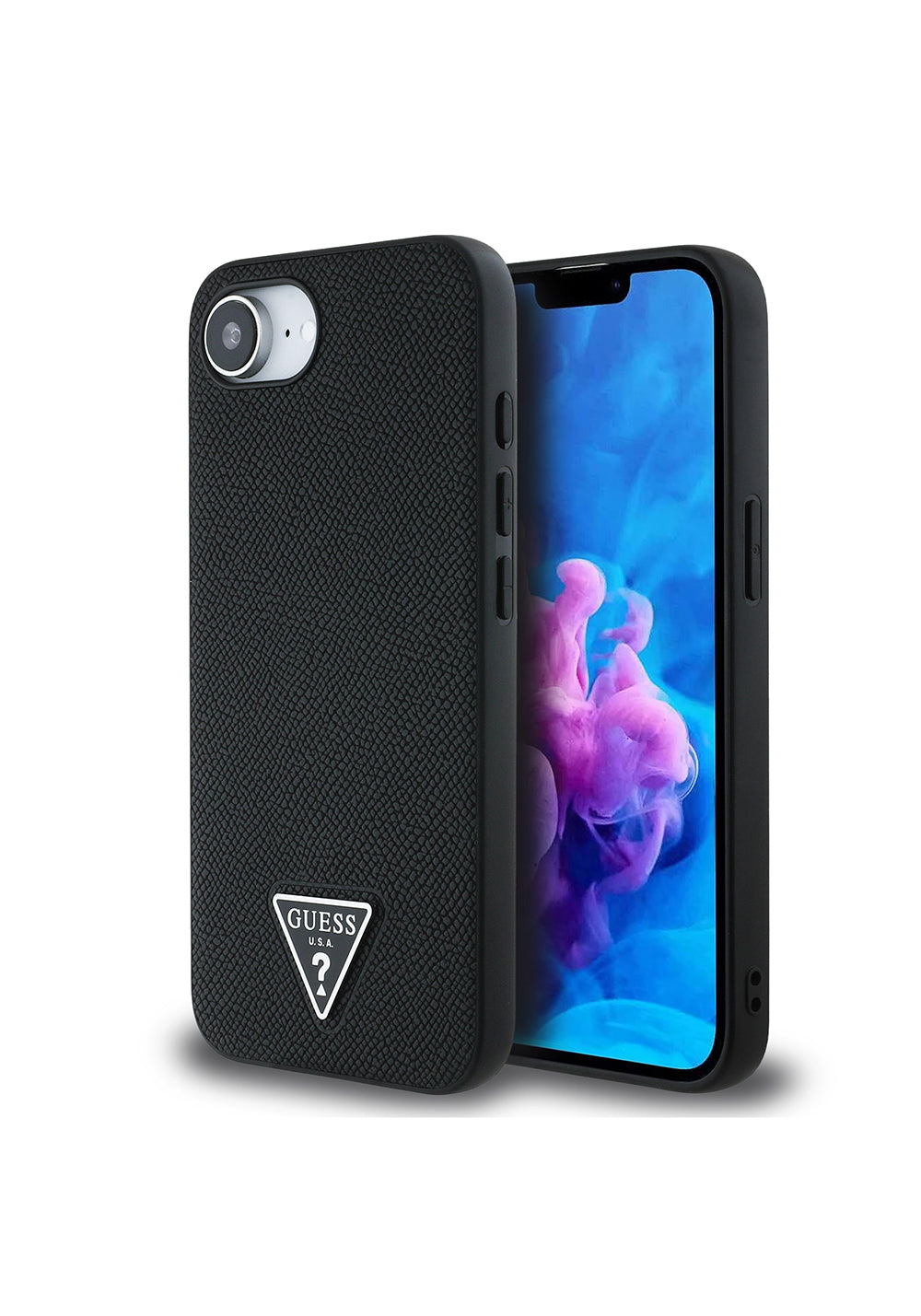 Apple iPhone 17E Kılıf Guess Orijinal Lisanslı Manyetik Şarj Uyumlu Grained Triangle Kapak