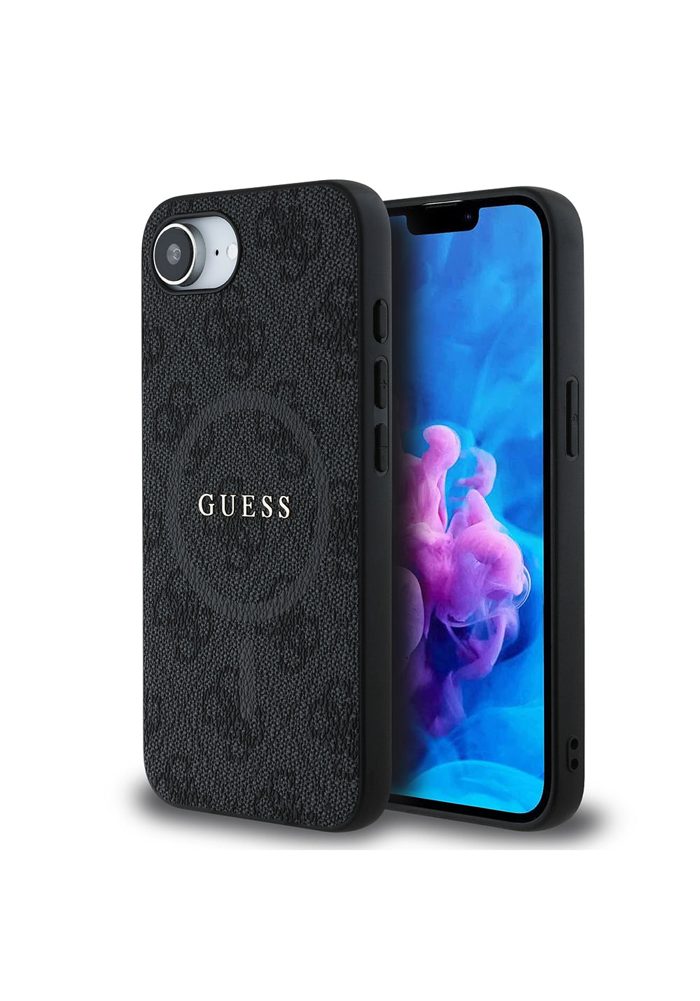 Apple iPhone 17E Kılıf Guess Orijinal Lisanslı Manyetik Şarj Uyumlu PU Halkalı 4G Desenli Yazı Logolu Kapak
