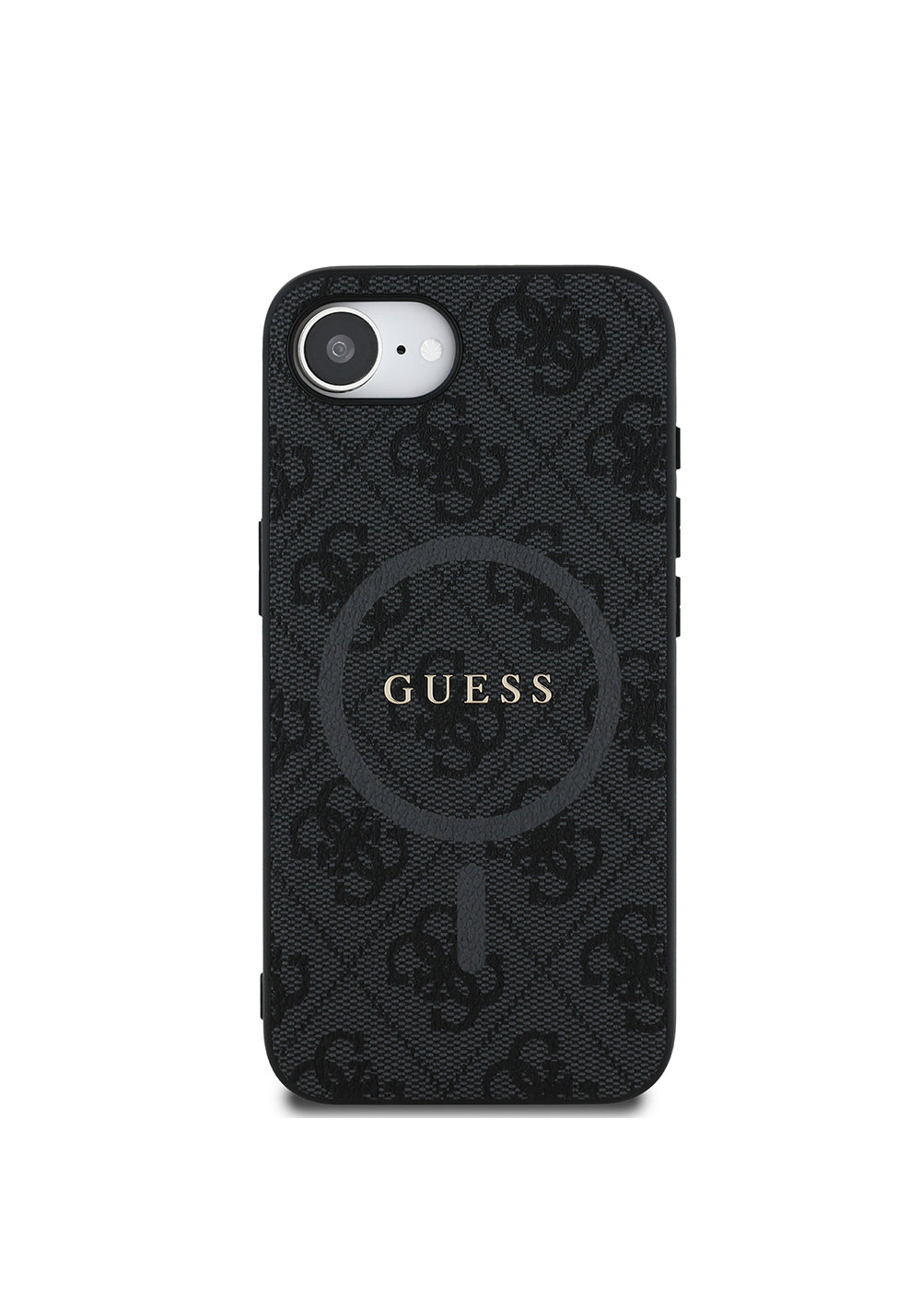 Apple iPhone 17E Kılıf Guess Orijinal Lisanslı Manyetik Şarj Uyumlu PU Halkalı 4G Desenli Yazı Logolu Kapak