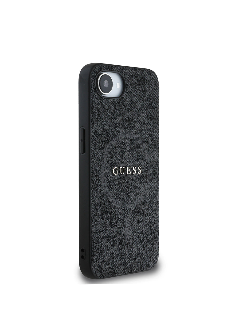 Apple iPhone 17E Kılıf Guess Orijinal Lisanslı Manyetik Şarj Uyumlu PU Halkalı 4G Desenli Yazı Logolu Kapak