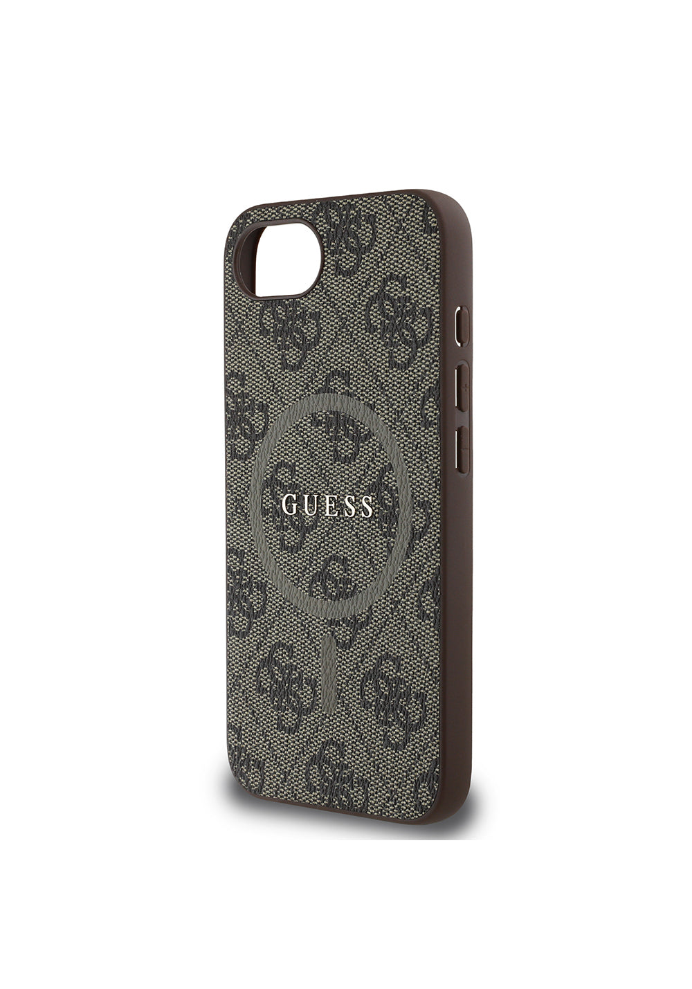 Apple iPhone 17E Kılıf Guess Orijinal Lisanslı Manyetik Şarj Uyumlu PU Halkalı 4G Desenli Yazı Logolu Kapak