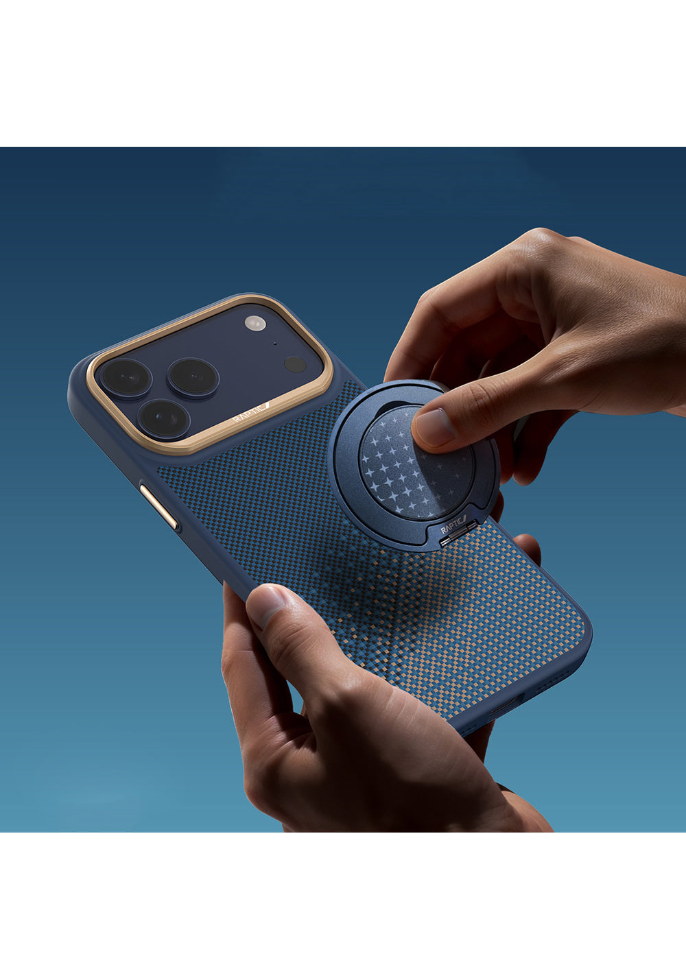 Apple iPhone 17 Pro Kılıf Manyetik Şarj Uyumlu Raptic Aramid Dual Serenity Serisi Karbon Kapak
