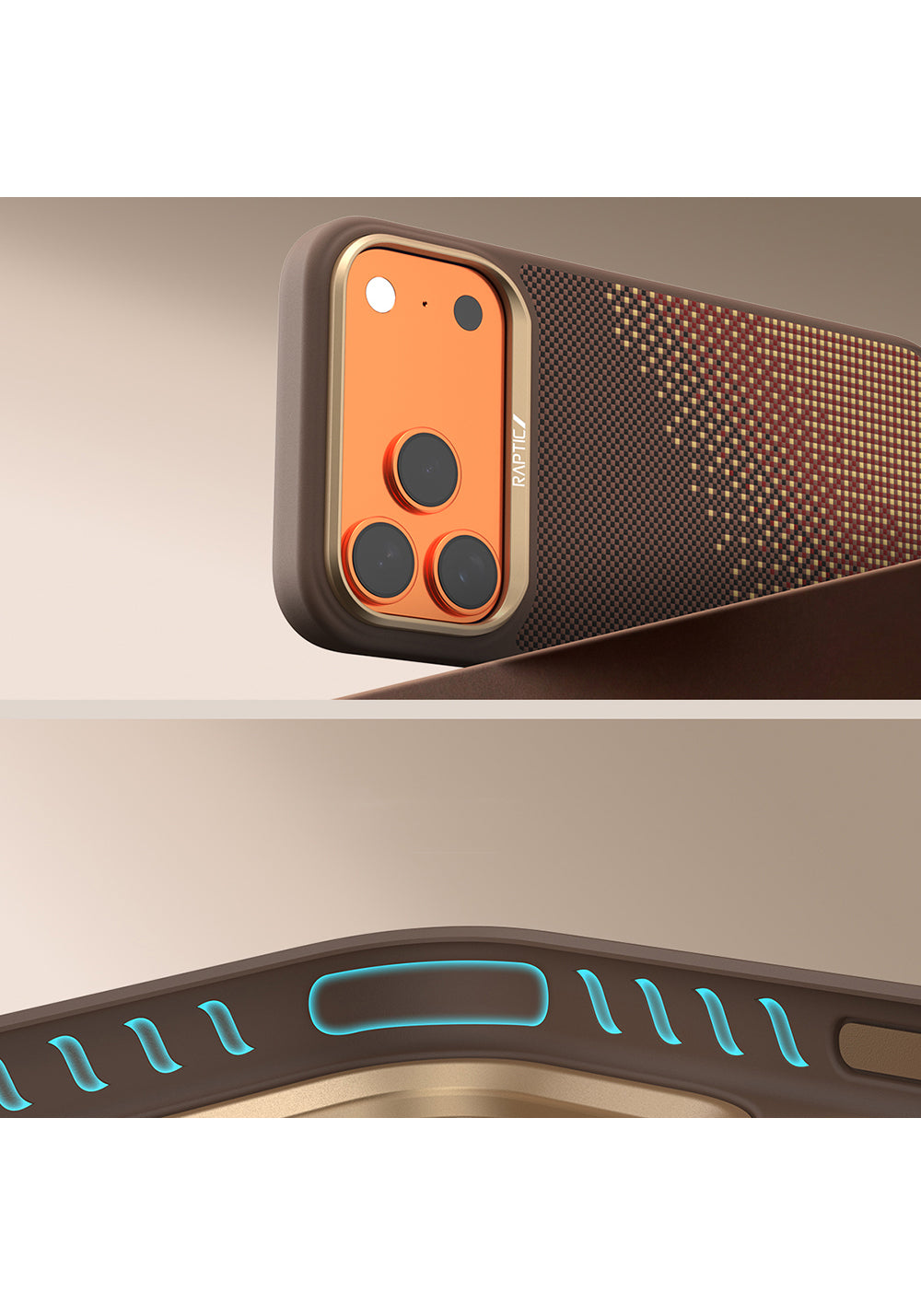 Apple iPhone 17 Pro Kılıf Manyetik Şarj Uyumlu Raptic Aramid Dual Serenity Serisi Karbon Kapak