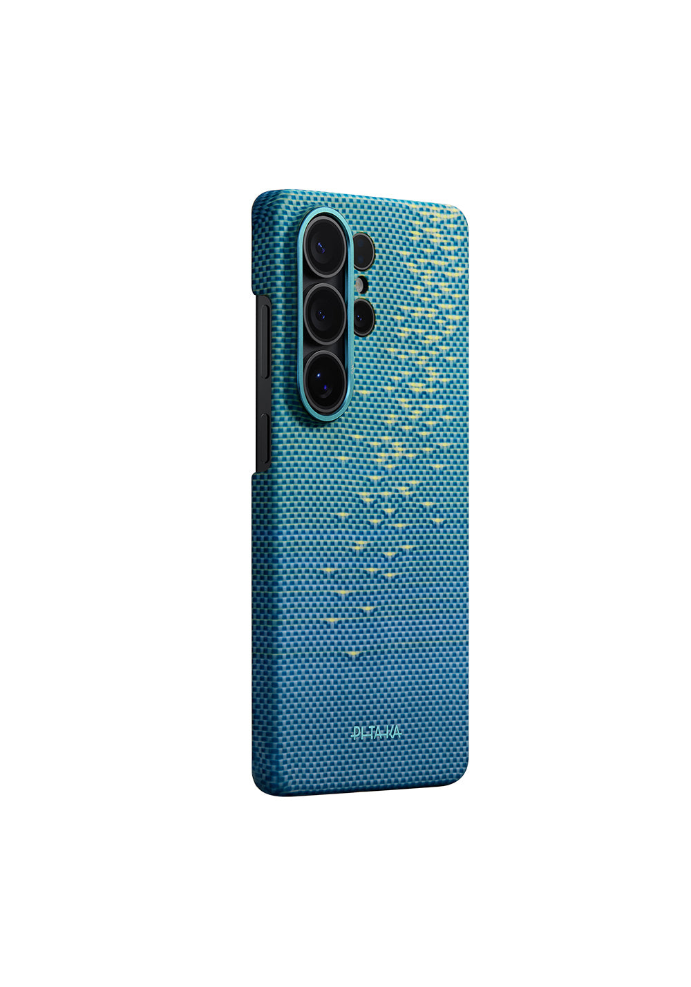 Galaxy S26 Ultra Kılıf Manyetik Şarj Uyumlu Aramid Karbon Fiber Pitaka Edge Serisi Glints of Gold Kapak