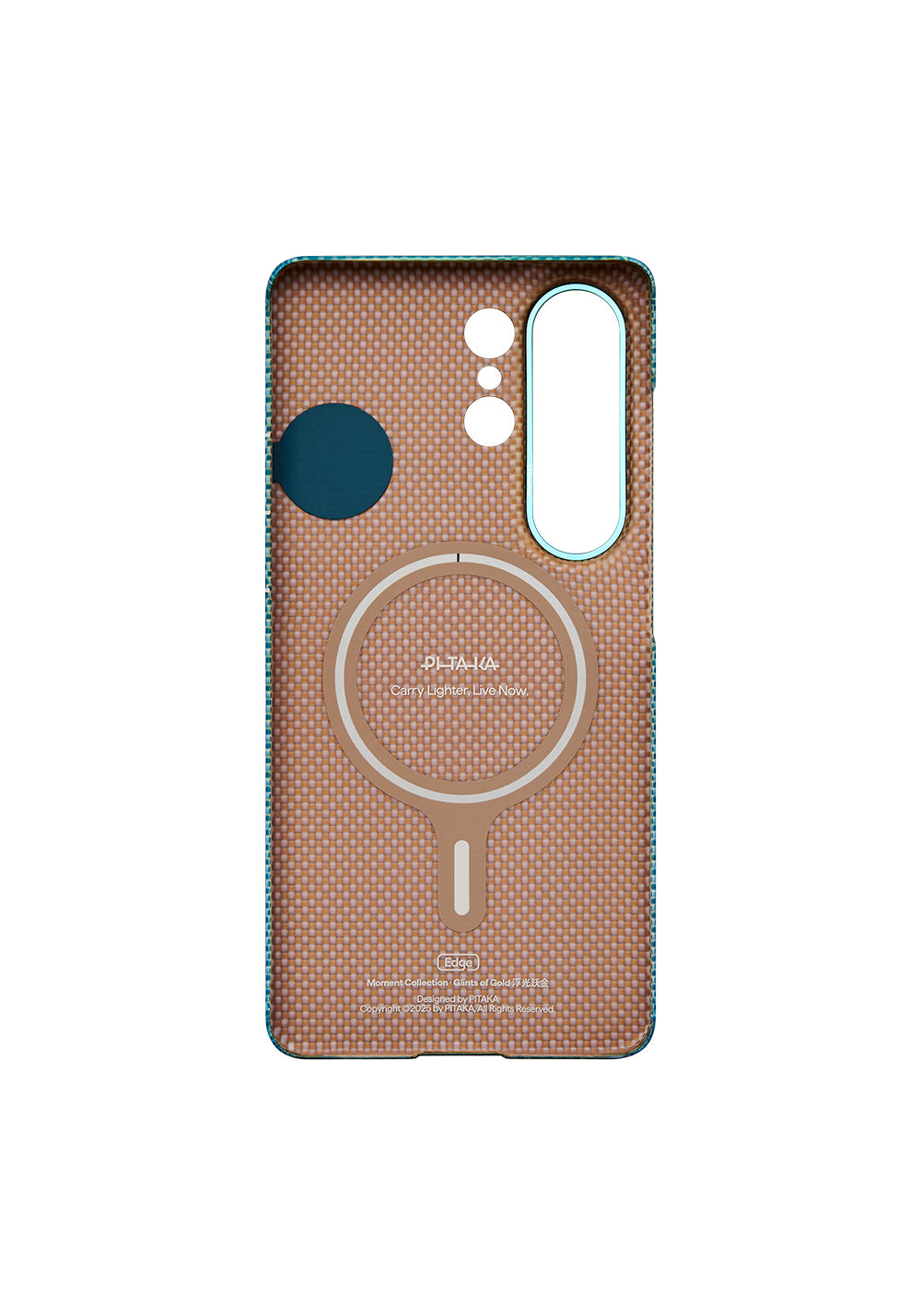 Galaxy S26 Ultra Kılıf Manyetik Şarj Uyumlu Aramid Karbon Fiber Pitaka Edge Serisi Glints of Gold Kapak