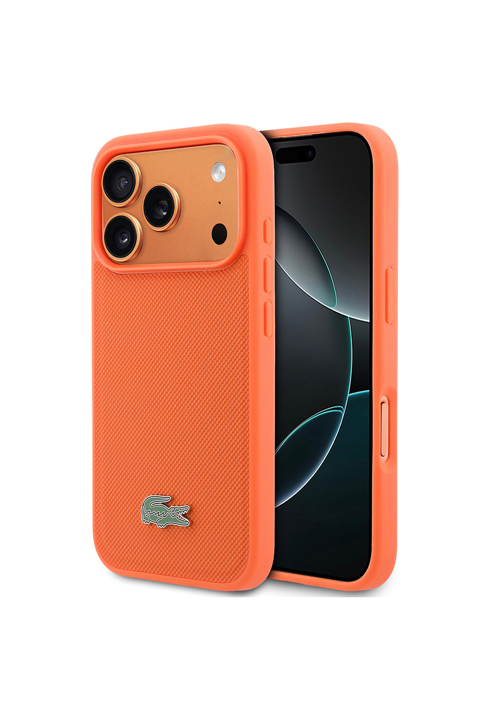 Apple iPhone 17 Pro Kılıf Lacoste Orijinal Lisanslı Manyetik Şarj Uyumlu PU Pike Desenli Metal Logolu Kapak