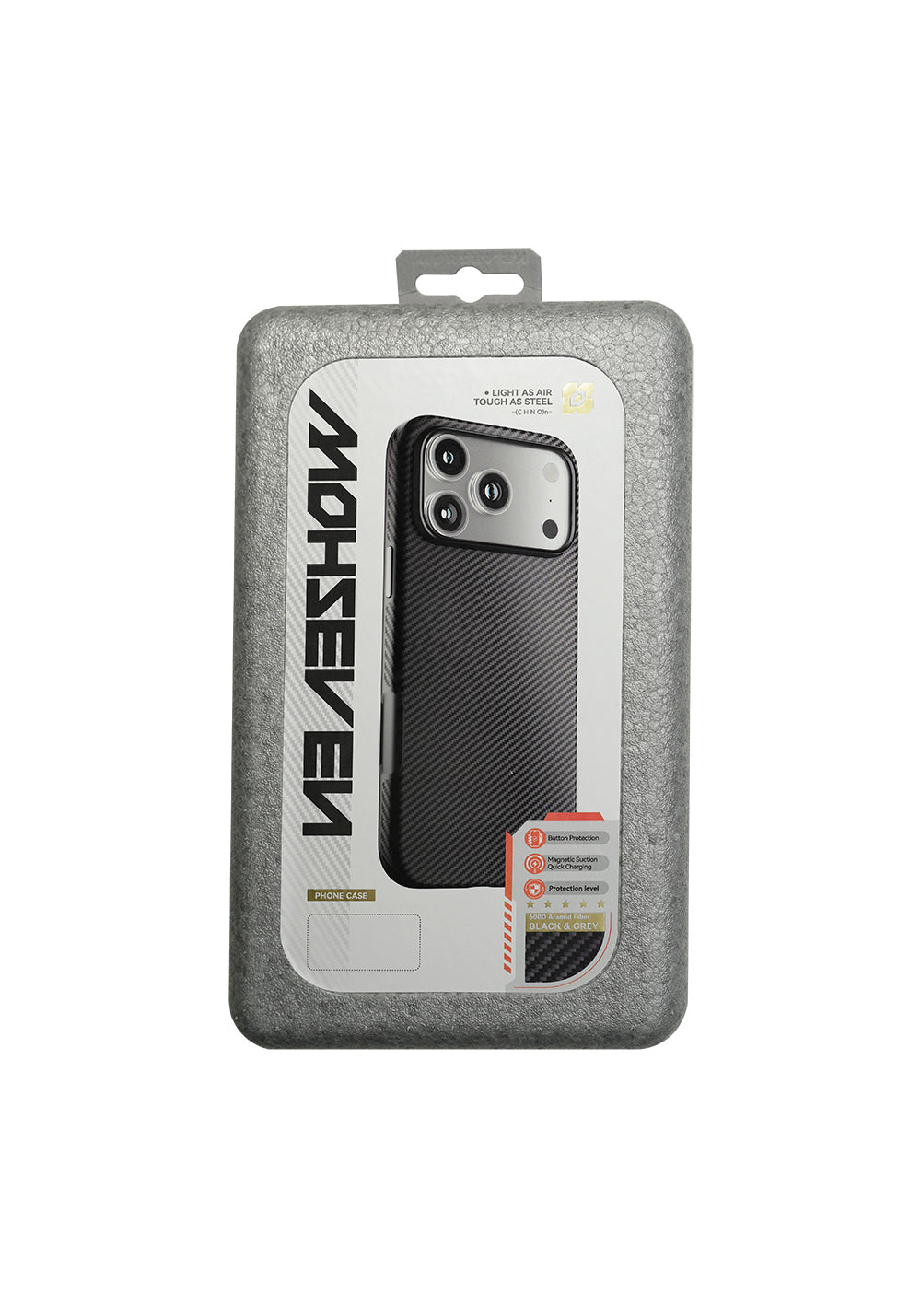 Apple iPhone 17 Pro Max Kılıf Manyetik Şarj Uyumlu Mohseven 600D Aramid Fiber Kapak