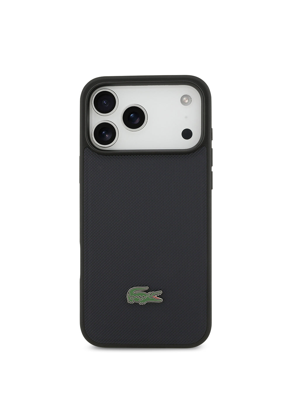 Apple iPhone 17 Pro Max Kılıf Lacoste Orijinal Lisanslı Manyetik Şarj Uyumlu PU Pike Desenli Metal Logolu Kapak