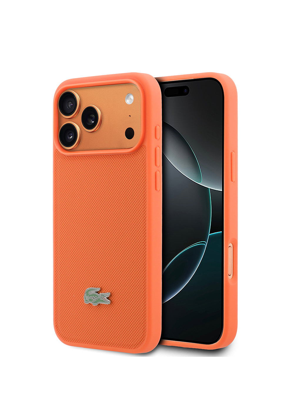 Apple iPhone 17 Pro Max Kılıf Lacoste Orijinal Lisanslı Manyetik Şarj Uyumlu PU Pike Desenli Metal Logolu Kapak