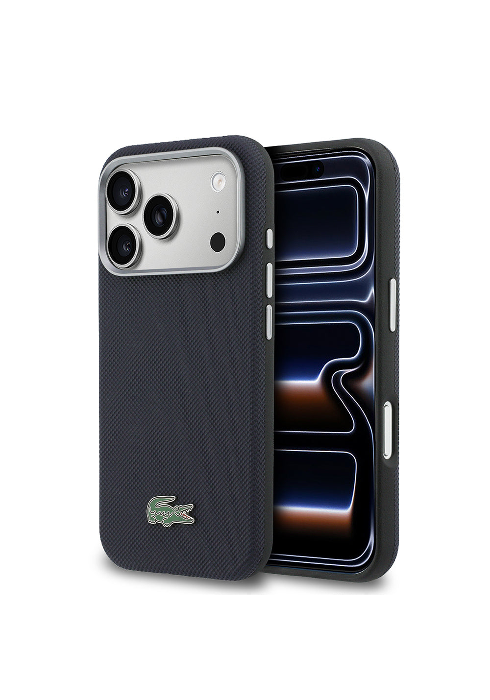 Apple iPhone 17 Pro Kılıf Lacoste Orijinal Lisanslı M-Safe Şarj Özellikli PVC Yarı Pike Desenli Arka Yüzey İkonik Timsah Dokuma Logolu Kapak