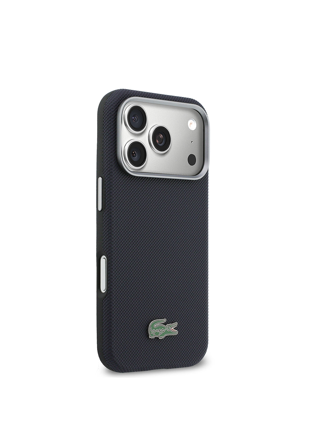 Apple iPhone 17 Pro Kılıf Lacoste Orijinal Lisanslı M-Safe Şarj Özellikli PVC Yarı Pike Desenli Arka Yüzey İkonik Timsah Dokuma Logolu Kapak