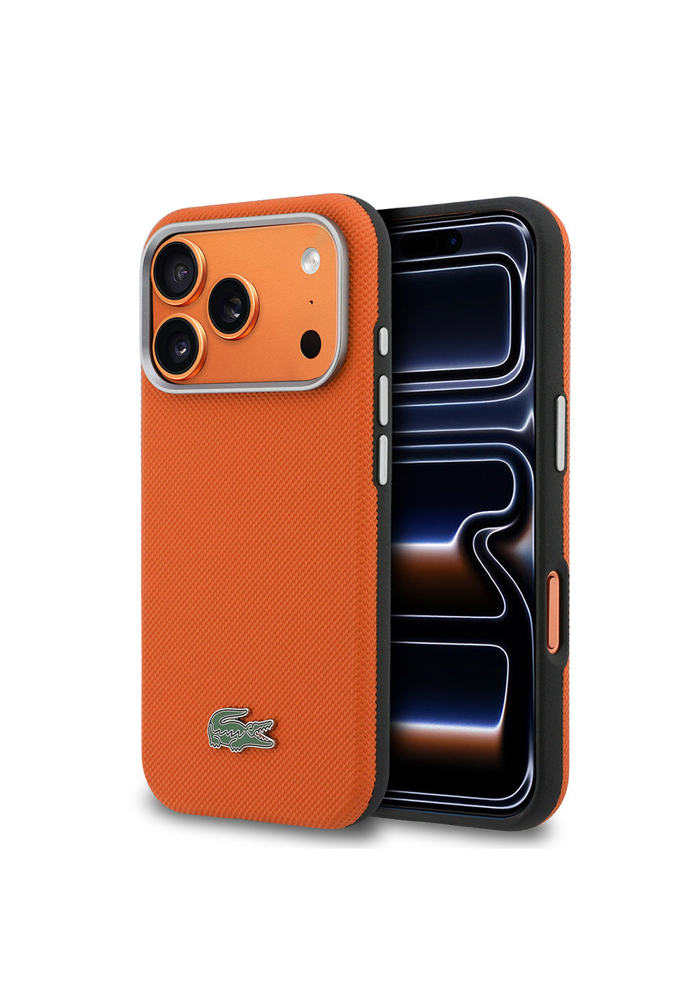 Apple iPhone 17 Pro Kılıf Lacoste Orijinal Lisanslı M-Safe Şarj Özellikli PVC Yarı Pike Desenli Arka Yüzey İkonik Timsah Dokuma Logolu Kapak