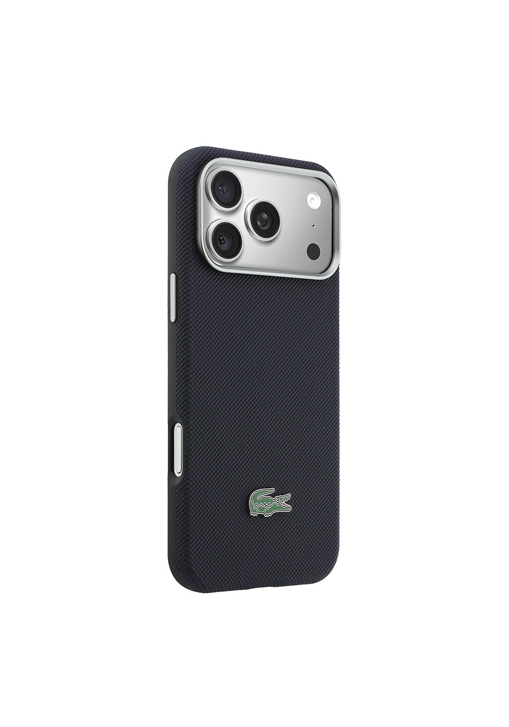 Apple iPhone 17 Pro Max Kılıf Lacoste Orijinal Lisanslı M-Safe Şarj Özellikli PVC Yarı Pike Desenli Arka Yüzey İkonik Timsah Dokuma Logolu Kapak